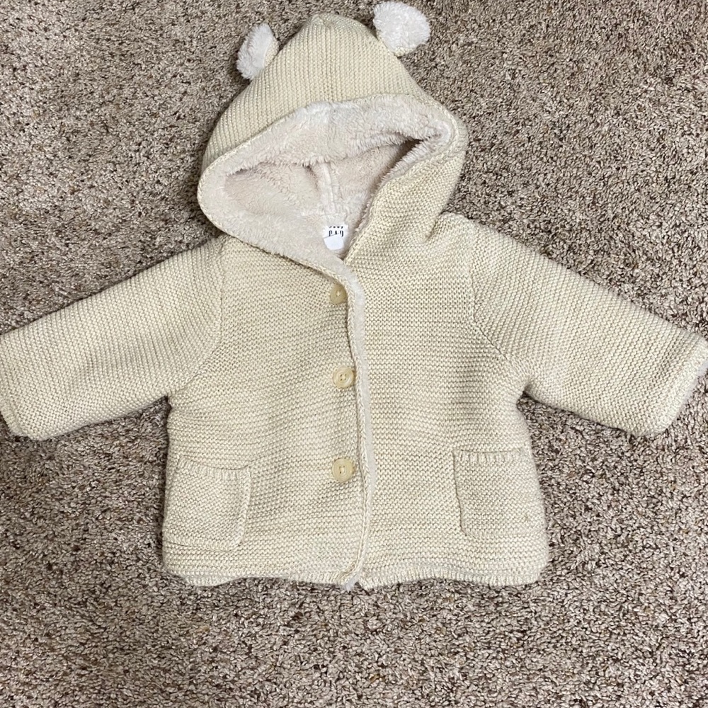 Baby Bear Sherpa-Lined Garter Cardigan